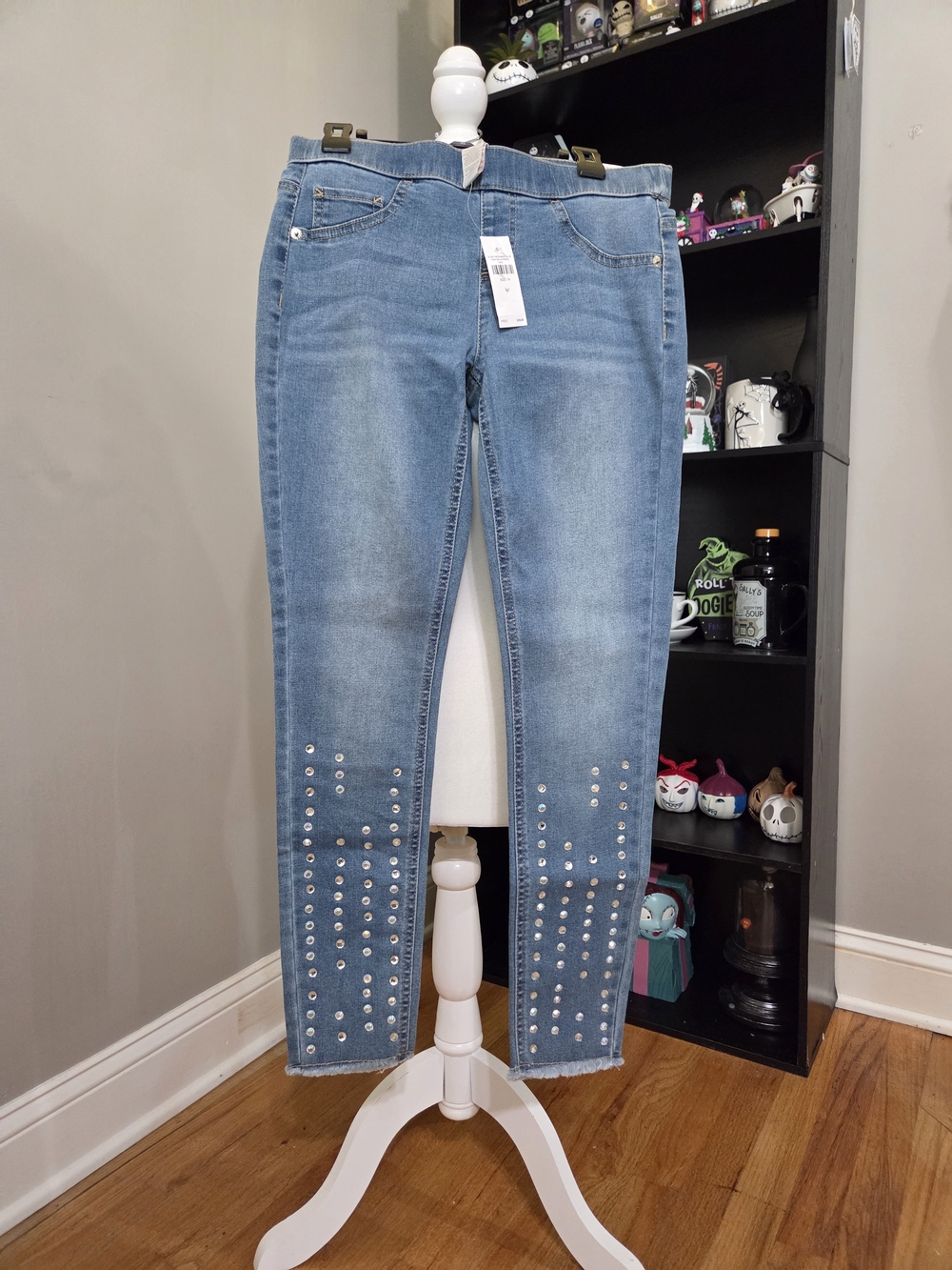 Justice Light Blue Studded Skinny Jeans for Kids
